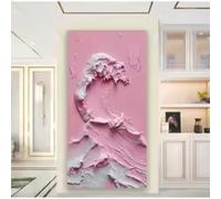 HIPWST Pintura al óleo de olas del océano rosa Póster abstracto e impresiones, pintura en lienzo, arte de pared para decoración de sala de estar 80x160cm InternalFrame