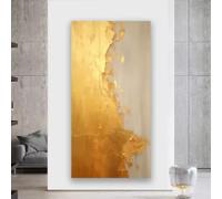 HIPWST Póster abstracto de bloques de color dorado de lujo ligero e impresiones pintura en lienzo arte de pared para decoración de sala de estar 40x80cm InternalFrame