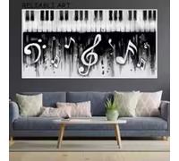 HIPWST Póster e impresión de música de instrumento de piano moderno Pintura en lienzo blanco y negro Decoración del hogar 30x60cm Sin marco
