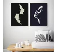 HIPWST Retrato abstracto Póster en blanco y negro Mujer Cara Arte lineal Pintura en lienzo Sala de estar Decoración del hogar 30x45cmx2 Sin marco