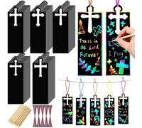 Hipzeepo 100 Adornos DIY, Marcapáginas, Tarjetas de Papel, Kit de Manualidades de Colores Arcoíris, Papel para Raspar, Ideal para Fiestas Religiosas, Pascua y Cumpleaños.
