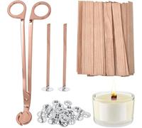 Hipzeepo 100 Mechas de Madera Engrosadas para Hacer Velas con Cortador de Mechas, Mechas de Vela Naturalmente Sin Humo para una Larga Duración B