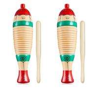 Hipzeepo 2 Piezas de Güiro Colorido con Forma de, Instrumento Musical Latino de Madera con Forma de Rana, Instrumento de Percusión Musical para Adultos.