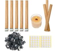 Hipzeepo 200 Juegos de Mechas y Soportes de Madera de Doble Capa para Velas, 13 X 1,27 cm, Velas Naturales para Hacer Velas, Mecha de Madera.