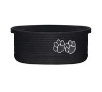 Hipzeepo Bin de Almacenamiento para Mascotas, Cesta Pequeña de Cuerda Trenzada para Almacenamiento de Perros y Gatos, Negra.