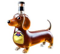Hipzeepo Botella de Whisky con Forma de Perro Salchicha, Vaso de Vidrio con Forma de Perro Salchicha Esculpido en 3D, Botella de Vino Tinto, Frasco de Licor Reutilizable, Cristalería A