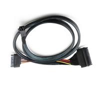 Hipzeepo Cable de 0,75 M con Mini SAS HD de 12 G Integrado A U.2 36P SFF-8643 A SAS U.2 SFF-8639 con Fuente de Alimentación de 15 Pines para SSD U.2.