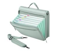 Hipzeepo Carpeta con Cremallera de 2 Pulgadas y 3 Anillas con Diseño Multibolsillos, Capacidad para 500 Hojas, 5 Pestañas Expandibles, Bolsas con Cremallera, Color Verde