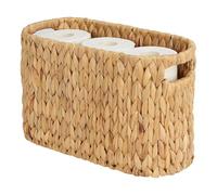 Hipzeepo Cesta de Almacenamiento de Papel Higiénico con Asas Integradas para 6 Rollos, Soporte de Mimbre de Jacinto de Agua