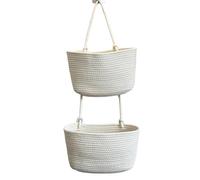 Hipzeepo Cesta de Almacenamiento Tejida de Pared, Diseño Colgante de para el Hogar, Ecológica, Color Roto-2
