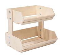 Hipzeepo Cesta de Frutas de Madera de 2 Niveles, Almacenamiento de Cocina Multiusos para Verduras, Pan, Recipiente para Alimentos de Estilo Rústico Vintage