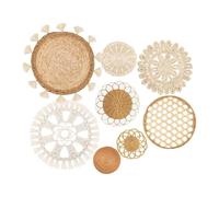 Hipzeepo Cesta de Pared, Cesta Tejida para Colgar en la Pared, Tapiz de Macramé con Borlas Redondas, Paquete de 8