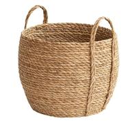 Hipzeepo Cesta Decorativa para Macetas, Maceta de Ratán Tejido con Asas para Uso en Interiores, Tamaño Mediano.