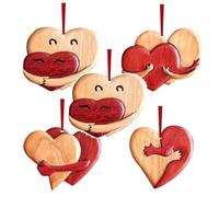 Hipzeepo Colgante de Corazón de Amor para el Día de San Valentín, Decoraciones para Bodas, Manualidades de Amor, Adornos Colgantes, Rompecabezas de Madera con Corazón de Amor Feliz