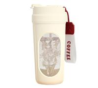 Hipzeepo de Café con Agitador Automático de 450 Ml con de Madera, Recipiente de Vidrio Automezclable para Café y Proteína de Leche en Polvo, Color Rojo