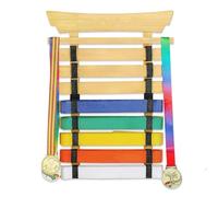 Hipzeepo Expositor de Cinturones de Karate de Madera, Expositor de 8 Cinturones de Taekwondo con Pegatinas, Expositor de Cinturones de Artes Marciales.