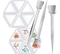Hipzeepo For Jewelry Making Accessories and Tools 20 Pieces Art Trays, 3 Pieces Bead Scoop, Rhinestone Tweezers For Gems Crystals C