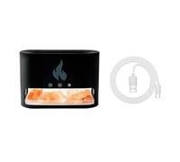 Hipzeepo Humidificador de Chimenea con Lámpara de Fuego de de Sal de Cristal, Aroma de Llama de 7 Colores, Humidificador de Aire Volcánico, Difusor de Aceites Esenciales, Color Negro.