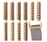 Hipzeepo Juego de 10 Rodillos de Madera para Texturar Arcilla, Ideales para Cerámica y Alfarería. Herramientas para Estampar y Esculpir Losas. Hechos A Mano.