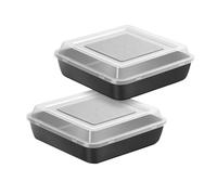 Hipzeepo Juego de 2 Moldes Cuadrados para Hornear de 8 X 8 Pulgadas con Tapa, Antiadherentes, de Metal, para Hornear Lasaña, Brownies y Más.