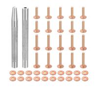 Hipzeepo Juego de 20 Remaches y Rebabas de Cobre, Remaches de Cobre Macizo para con Herramienta de Remache Perforadora para Manualidades de