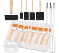 Hipzeepo Kit de Decoupage de 19 Piezas: Pincel para Decoupage, Pinceles de Espuma, Lápiz de Agua, Rodillo de Goma de 10 Cm, Mantel Individual de Silicona y Botella Pulverizadora.