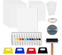 Hipzeepo Kit de Placa de Impresión en Gel de 8'' X 10'' con Placa de Gelatina, Rodillo, Papel de Impresión, Pintura Acrílica y Raspador para Hacer Tarjetas.