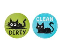 Hipzeepo Letreros Magnéticos Reversibles de Limpio/Sucio para Gatos - Paquete de 2. Divertidos Letreros Reversibles de Doble Cara con Temática de Lavavajillas para Gatos.