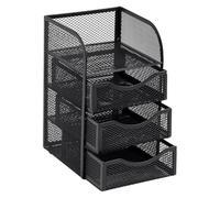 Hipzeepo Organizador de Escritorio con Cajón, Cesta para Sujetapapeles, Espacio de Trabajo, Oficina, Metálica.