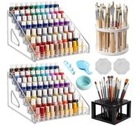 Hipzeepo Organizador de Pintura para Almacenamiento, 2 Unidades, 7, con 2 Portapinceles, y Recipiente para Agua.