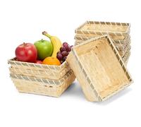 Hipzeepo Paquete de 10 Cestas de Regalo de Bambú Natural, Cesta Cuadrada Tejida de 7,5" para Frutas, Cesta Pequeña de Mimbre para Pan y Patatas Fritas, para Restaurantes y Fiestas
