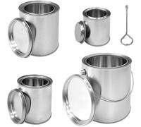 Hipzeepo Paquete de 4 Latas de Pintura Vacías con Tapa. Incluye Abridor. Sello Hermético para Proyectos de Bricolaje, Organización del Hogar y Pintores.