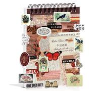 Hipzeepo Pegatinas Vintage para Scrapbooking, 50 Hojas Precortadas de Pegatinas Washi para Diario, Suministros para Diarios Basura B