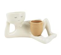 Hipzeepo Persona Relajada Sosteniendo una Maceta con Orificio de Drenaje, Decoración de Jarrón, Maceta para Suculentas, Cactus Amarillo