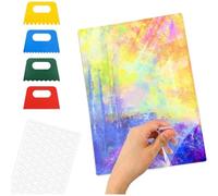 Hipzeepo Placa de Impresión en Gel de 5 X 7 Pulgadas, Placa de Pintura en Gel para Estampación, Fabricación de Tarjetas, Impresión con Plantillas, 4 Raspadores.