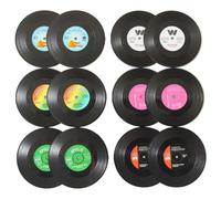 Hipzeepo Posavasos de Vinilo Absorbentes Estilo Retro Decoración del Hogar Almohadillas para Colocar Tazas de Café Caliente Protección Efectiva del Escritorio 12 Piezas