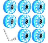 Hipzeepo Ruedas para Patines con Llave para Exteriores, Luces Intermitentes, Seis Luces, Patines de Doble, Ruedas Brillantes de Color