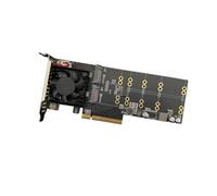 Hipzeepo Tarjeta de Expansión PLX8747 NVMe PCIe3.0 X8 de 4 Bahías, Plug & Play, Soportes de Media /, Compatible con SSD M.2 con Ventilador B