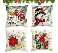 HIQE-FL 4 Piezas Funda de Cojines Navideño,40x40cm Fundas Navideñas,Sofá,Sala de Estar,Decoración de Dormitorio,Decoración Casa Interior