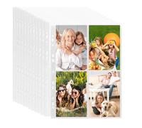 HIQE-FL 60 Piezas Fundas para Postales Transparentes, Fundas para Postales Transparentes, 4 Compartimentos, 480 Fundas para Foto de Doble Cara, Fundas para Foto DIN A4 Veloflex, Pequeñas Películas TR
