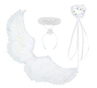HIQE-FL Alas de Angel,60cm Alas de Angel Blancas,Varita mágica,diadema,Fiesta,halloween,decoración navideña