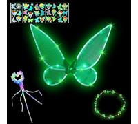 HIQE-FL Fairy Wings,Hadas LED Luminosas,Alas de Hada Mujer,Fairy Angel Princess Set,Varita Mágica,Pegatina,Flower Wreath,Halloween,Carnaval,Fiesta