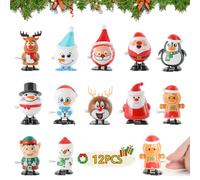 HIQE-FL Juguetes de Cuerda de Navidad, 12 Piezas, Juguetes Navideños a Cuerda, Niño Juguete de Santa Claus