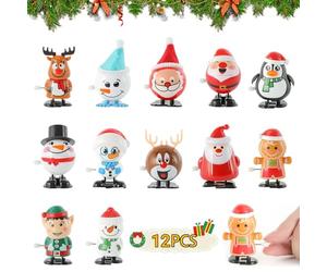 HIQE-FL Juguetes de Cuerda de Navidad, 12 Piezas, Juguetes Navideños a Cuerda, Niño Juguete de Santa Claus