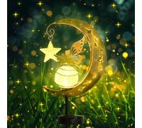 HIQE-FL Luces Decoracion De Acero De Luna - Solares, De Luna Para El Jardín, Lámpara Solar Para Camino