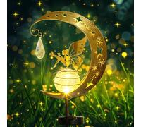 HIQE-FL Luces Decoracion De Metal De Luna,Luces Solares De Luna Para El Jardín,Luces Decorativas Al Aire Libre,Lámpara Solar Para Camino,Luces Solares De Luna Para Jardín (B)