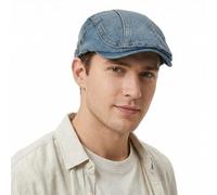 HIQIU Gorra vaquera para hombre - Gorra plana ajustable Gatsby de Jeans Gorra con visera para hombre y mujer Hiedra Sombrero Newsboy Cap Boina, A1#azul, M-L