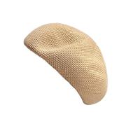 HIQIU Mujer Primavera Verano Delgado Transpirable Boina Sombrero Artista Pintor Sombrero Boina Casual Gorro, caqui, M