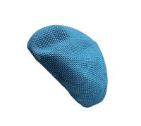 HIQIU Mujer Primavera Verano Delgado Transpirable Boina Sombrero Artista Pintor Sombrero Boina Casual Gorro, azul, M