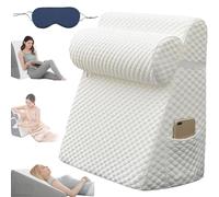 Hiquo Wedge Pillow, 4-in-1 Versatile Ergonomic Memory Foam Bed Triangle Pillow Headboard, Adjustable Orthopedic Bed Wedge Pillows Set, for Sleeping, Head, Neck & Back Support (White)